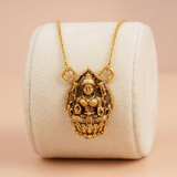 Traditional Antique Gold-Toned Goddess Lakshmi Temple Jewelry Pendant Ivanah Silver