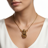 Traditional Antique Gold-Toned Lord Ganesha Temple Jewelry Pendant Ivanah Silver