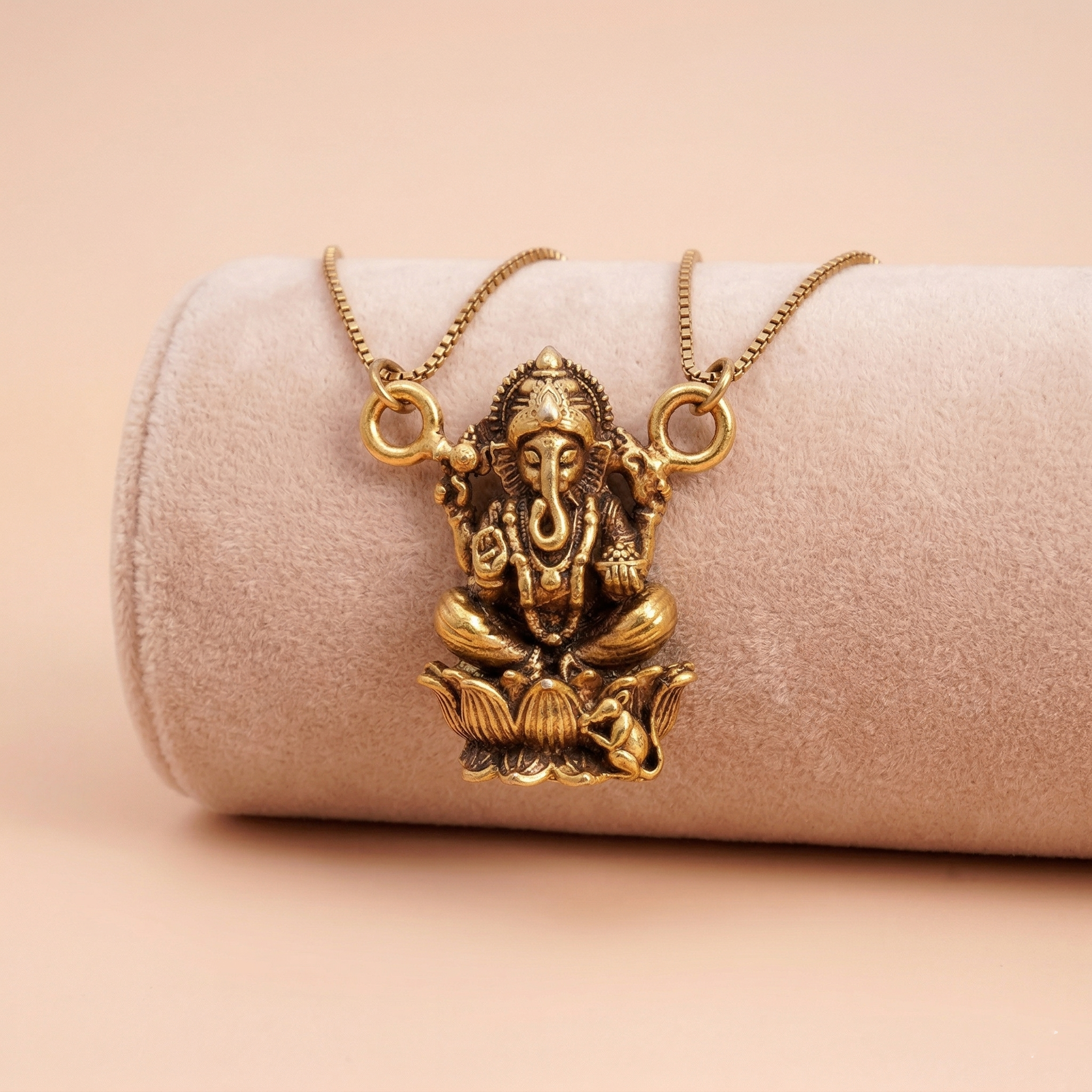 Traditional Antique Gold-Toned Lord Ganesha Temple Jewelry Pendant Ivanah Silver
