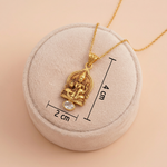 Traditional Seated Lakshmi Gold Pendant with Clear Stone Drop Ivanah Silver
