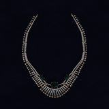 92.5 Silver Gold Plated Necklace with Emerald Green & CZ Stones Ivanah Silver