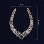 92.5 Silver Gold Plated Statement Necklace with Emerald Green Pear Drop Ivanah Silver
