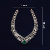 92.5 Silver Gold Plated Statement Necklace with Emerald Green Pear Drop Ivanah Silver