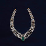 92.5 Silver Gold Plated Statement Necklace with Emerald Green Pear Drop Ivanah Silver