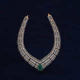 92.5 Silver Gold Plated Statement Necklace with Emerald Green Pear Drop Ivanah Silver