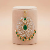 92.5 Silver Gold-Plated Emerald Tone & CZ Pendant Ivanah Silver