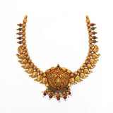 92.5 Silver Gold Plated Traditional Manga Malai Necklace with Kemp Stones Ivanah Silver