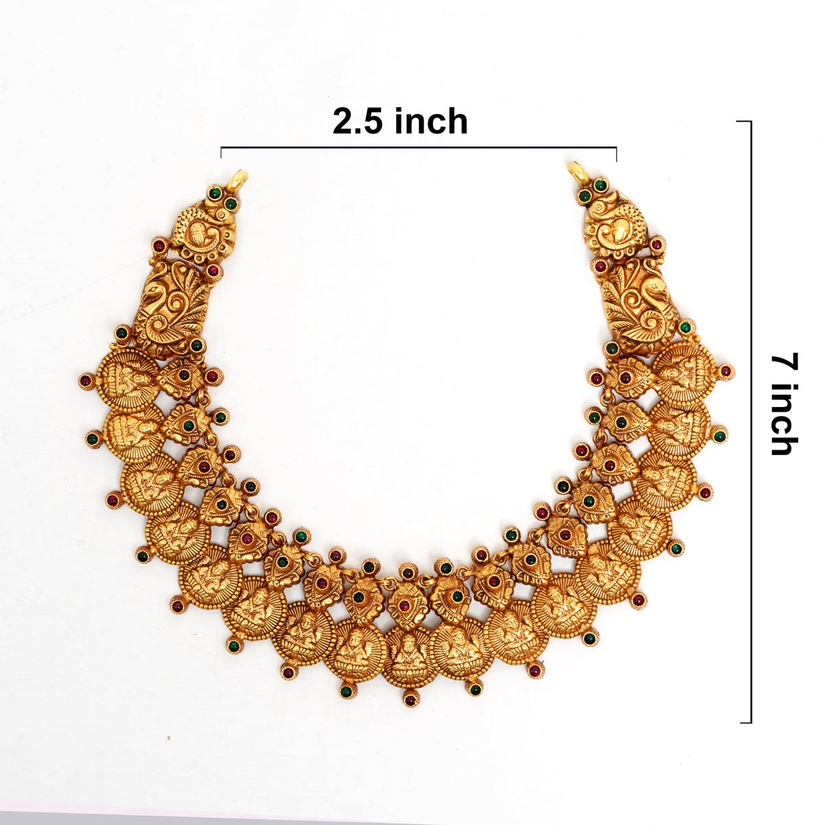 92.5 Silver Gold Plated Lakshmi Coin Necklace with Peacock Motifs Ivanah Silver