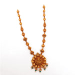 92.5 Silver Gold Plated Temple Jewellery Necklace with Ruby & Pearls Ivanah Silver