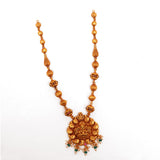 92.5 Silver Gold Plated Temple Jewellery Necklace with Ruby & Pearls Ivanah Silver