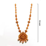 92.5 Silver Gold Plated Temple Jewellery Necklace with Ruby & Pearls Ivanah Silver