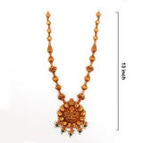 92.5 Silver Gold Plated Temple Jewellery Necklace with Ruby & Pearls Ivanah Silver