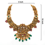 92.5 Silver Gold Plated Royal Antique Finish Lakshmi Peacock Necklace Ivanah Silver