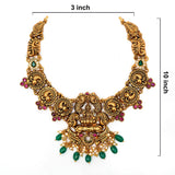 92.5 Silver Gold Plated Royal Antique Finish Lakshmi Peacock Necklace Ivanah Silver
