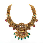 92.5 Silver Gold Plated Royal Antique Finish Lakshmi Peacock Necklace Ivanah Silver