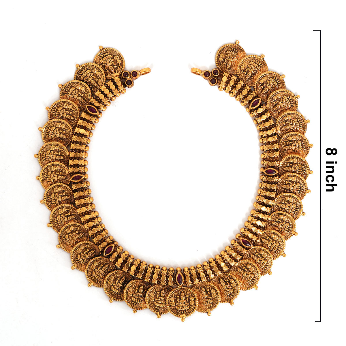 92.5 Silver Gold Plated Antique Lakshmi Kasu Mala Coin Necklace Ivanah Silver