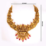 92.5 Silver Gold Plated Antique Lakshmi Necklace with Ruby Beads Ivanah Silver