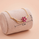 Contemporary Floral Gold Pendant with Ruby-Red Stones Ivanah Silver