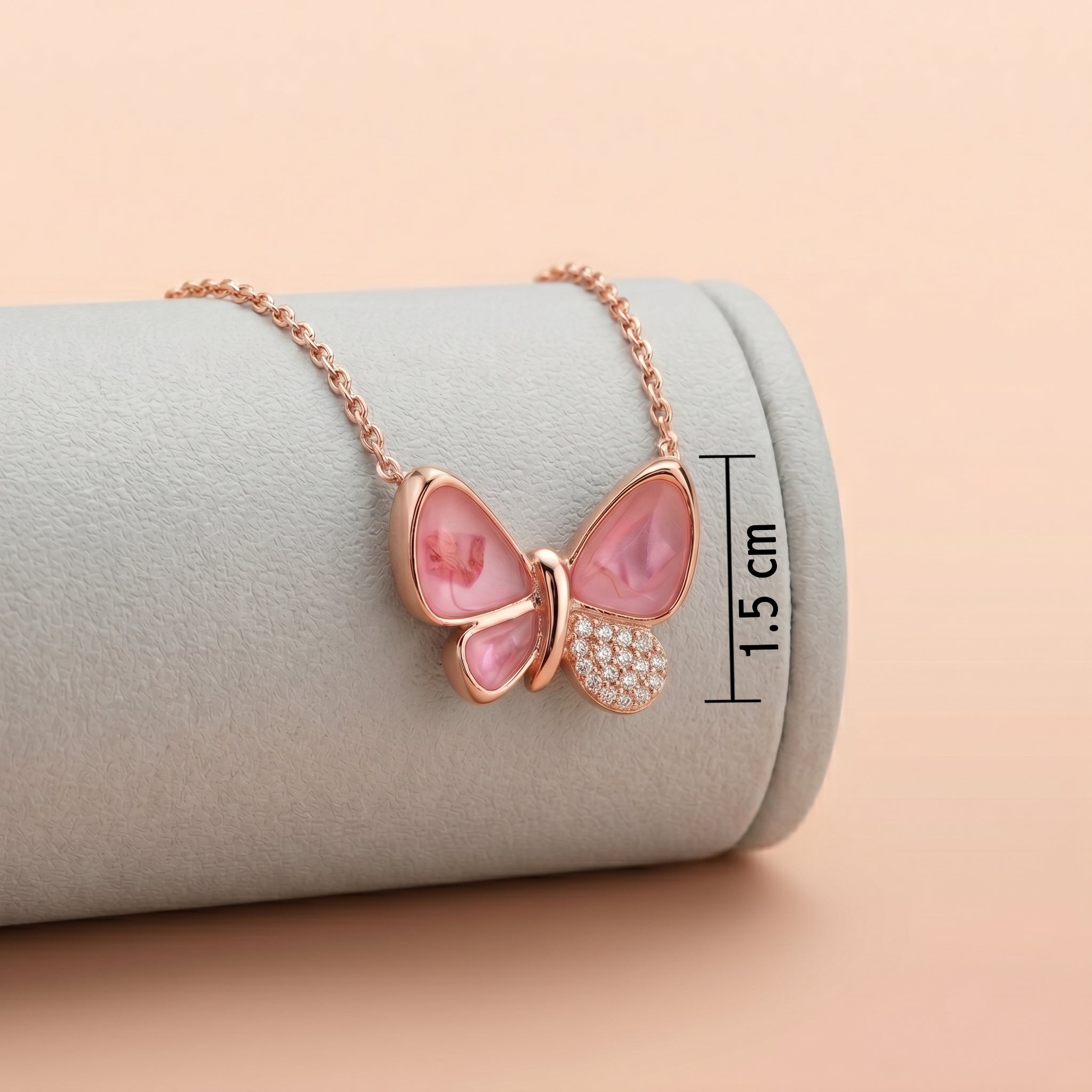 Rose Gold Blush Pink Butterfly Pendant Ivanah Silver