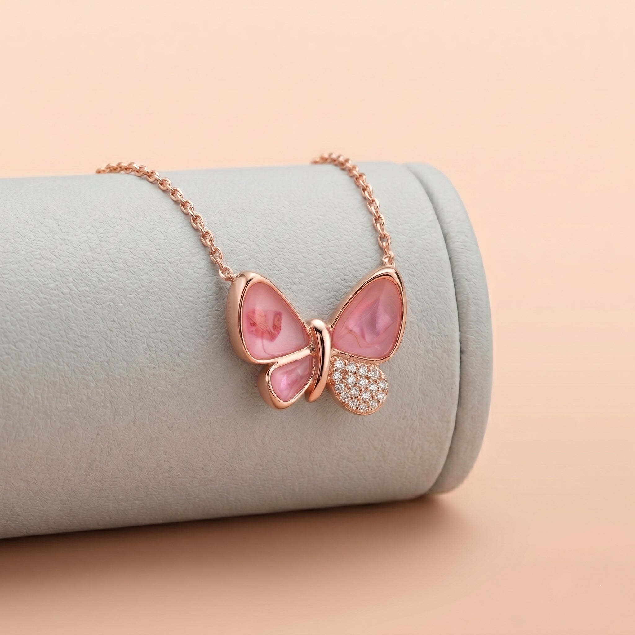 Rose Gold Blush Pink Butterfly Pendant Ivanah Silver
