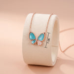 Rose Gold Aqua Blue Butterfly Pendant Ivanah Silver
