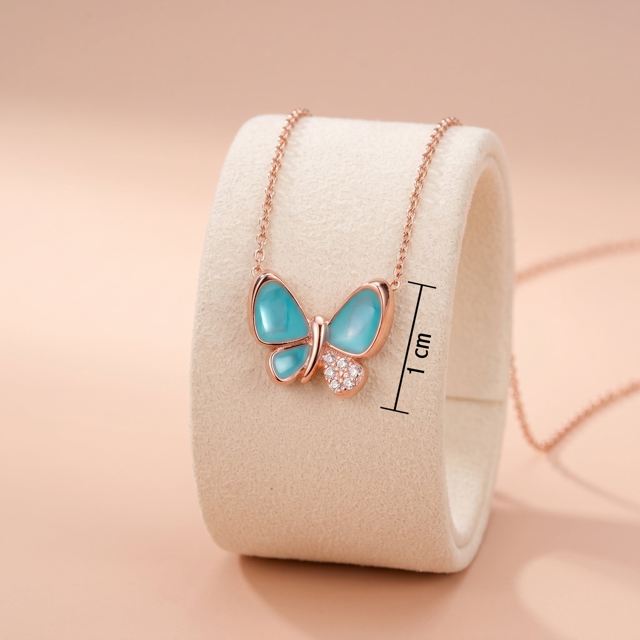Rose Gold Aqua Blue Butterfly Pendant Ivanah Silver