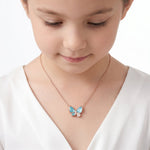 Rose Gold Aqua Blue Butterfly Pendant Ivanah Silver