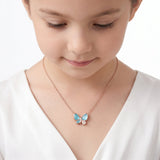 Rose Gold Aqua Blue Butterfly Pendant Ivanah Silver
