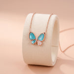 Rose Gold Aqua Blue Butterfly Pendant Ivanah Silver