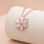 Rose Gold Mother-of-Pearl Six-Petal Floral Solitaire Pendant Ivanah Silver
