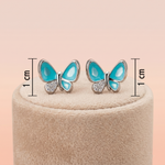 92.5 Silver Turquoise Enamel Butterfly Stud Earrings Ivanah Silver