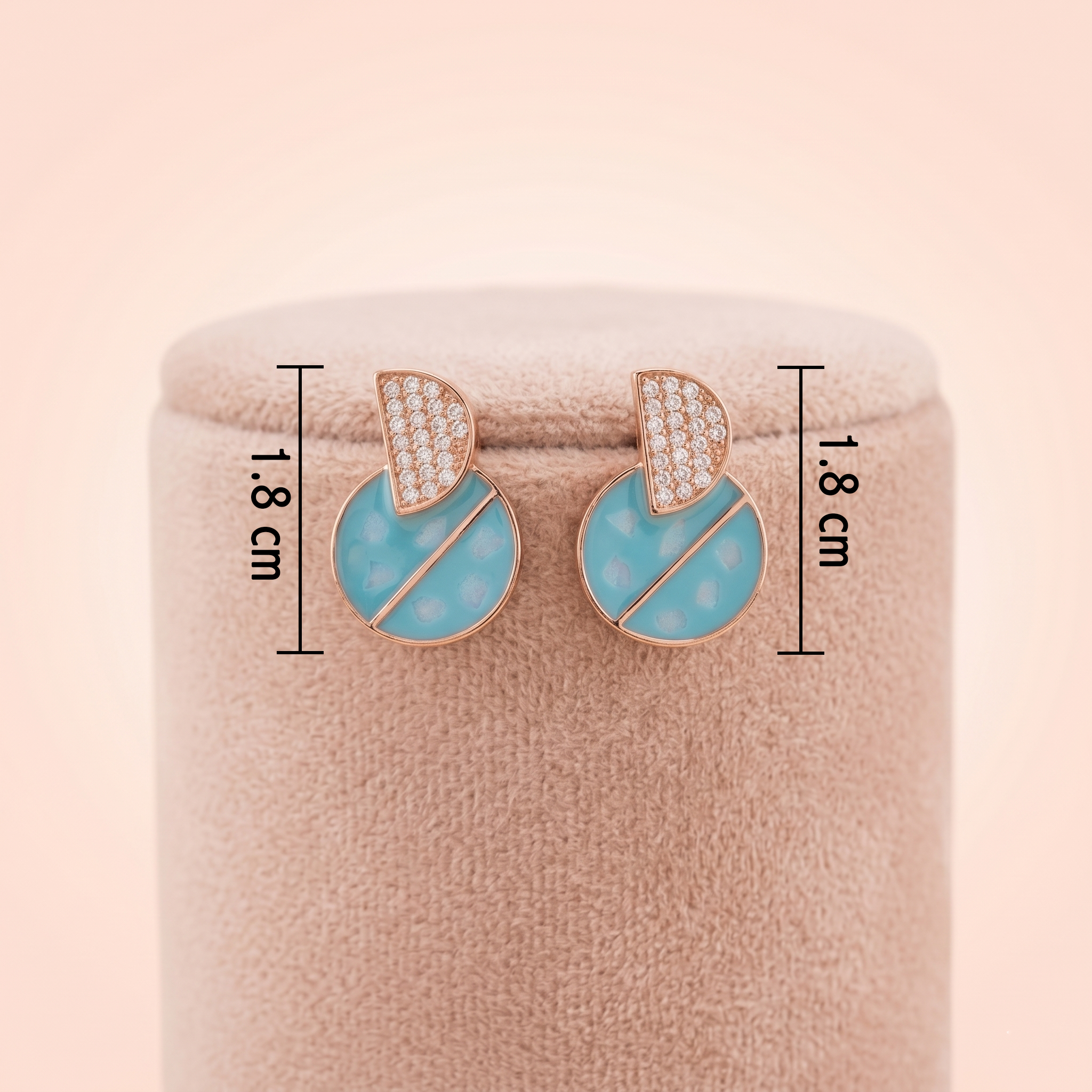 Turquoise Enamel & Rose Gold Diamond Earrings Ivanah Silver