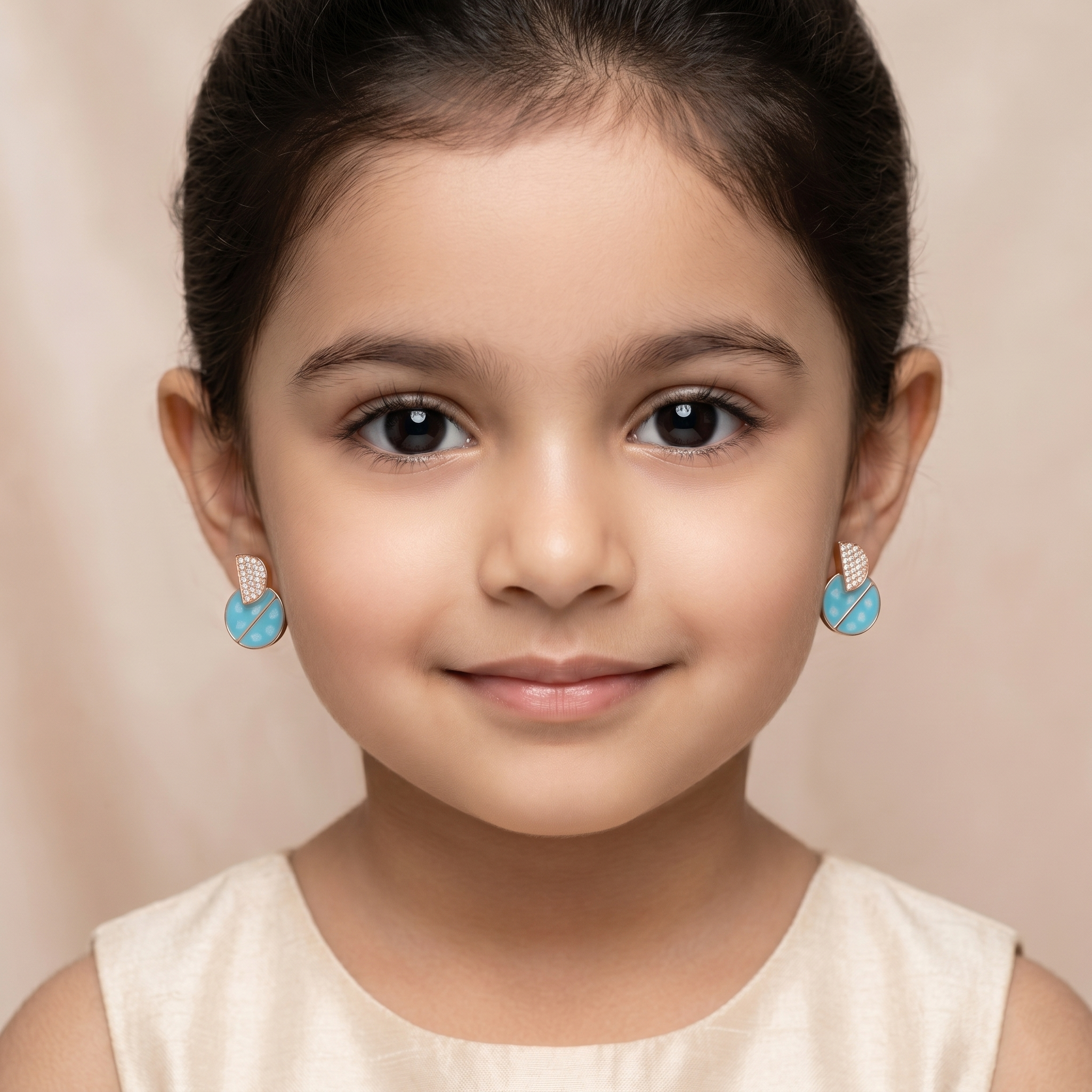 Turquoise Enamel & Rose Gold Diamond Earrings Ivanah Silver