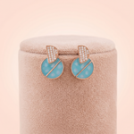 Turquoise Enamel & Rose Gold Diamond Earrings Ivanah Silver