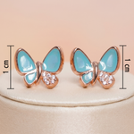 Rose Gold & Blue Enamel Butterfly Stud Earrings Ivanah Silver