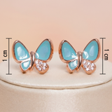 Rose Gold & Blue Enamel Butterfly Stud Earrings Ivanah Silver