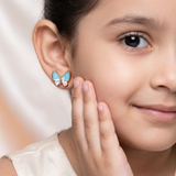 Rose Gold & Blue Enamel Butterfly Stud Earrings Ivanah Silver
