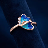 92.5 Silver Rose Gold Plated Delicate Butterfly Wing Ring Ivanah Silver