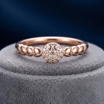 92.5 Silver Rose Gold Plated Crystal Sphere Ring Ivanah Silver