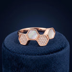 92.5 Silver Rose Gold Plated Modern Hexagon Pearl Ring Ivanah Silver
