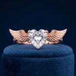 92.5 Silver Rose Gold Plated Winged Heart Ring Ivanah Silver