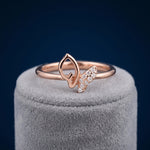 92.5 Silver Rose Gold Plated Sparkling Abstract Butterfly Motif Ring Ivanah Silver