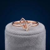 92.5 Silver Rose Gold Plated Sparkling Abstract Butterfly Motif Ring Ivanah Silver