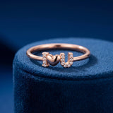 I Love U 92.5 Silver Rose Gold Ring Ivanah Silver