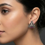 92.5 Silver Oxidised Stone Earrings Ivanah Silver