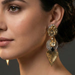 92.5 Silver Peacock Leaf Dual Tone Earring Ivanah Silver