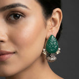 92.5 Silver Oxidised Emerald Earrings Ivanah Silver