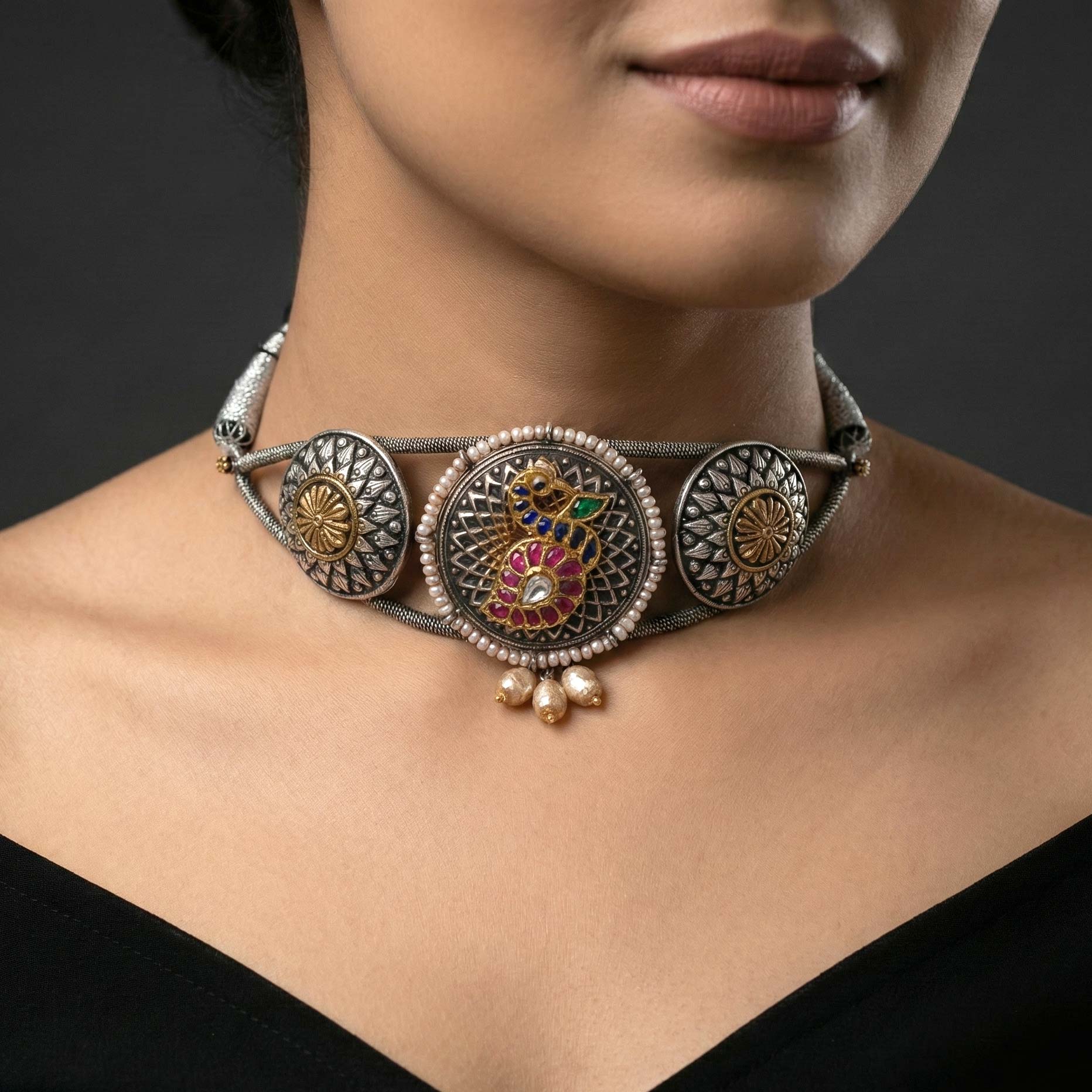 92.5 Silver Dualtone Kanti Choker Ivanah Silver