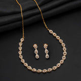 Dazzling drop design 92.5 Sterling Silver Gold Polish Necklace with Earrings