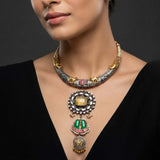 92.5 Silver Dual Tone Oxidised Long Necklace Ivanah Silver